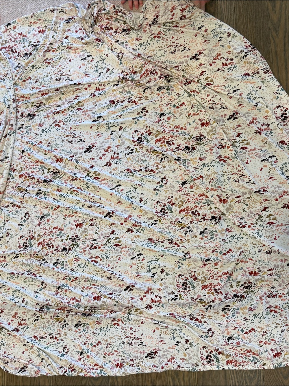 Lou Lou & Company Cream Floral Print Skirt with Red and Green Accents